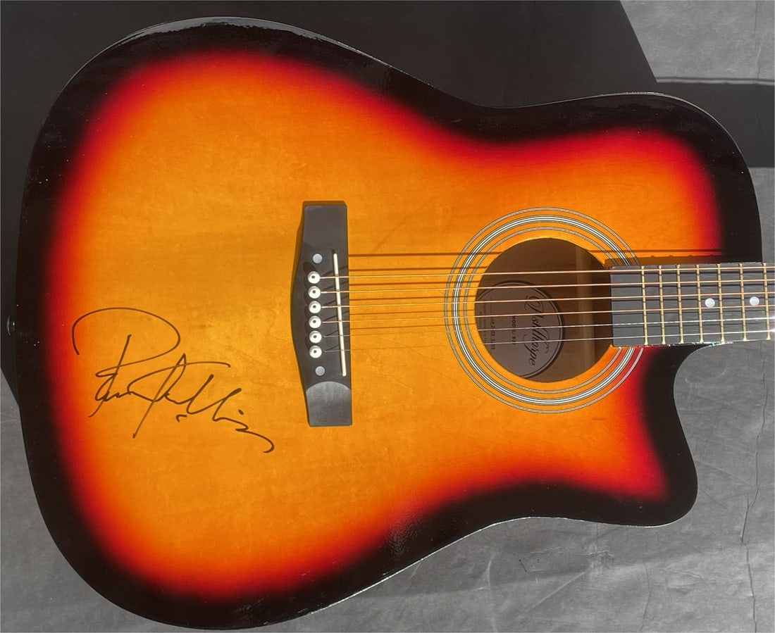 Pam Tillis Autographed Acoustic Guitar Beckett Authenticated: Pam Tillis Autographed Acoustic Guitar Beckett Authenticated This is an original autographed acoustic guitar signed by country music artist Pam Tillis, featuring the inscription 'Maybe It Was Memphis'