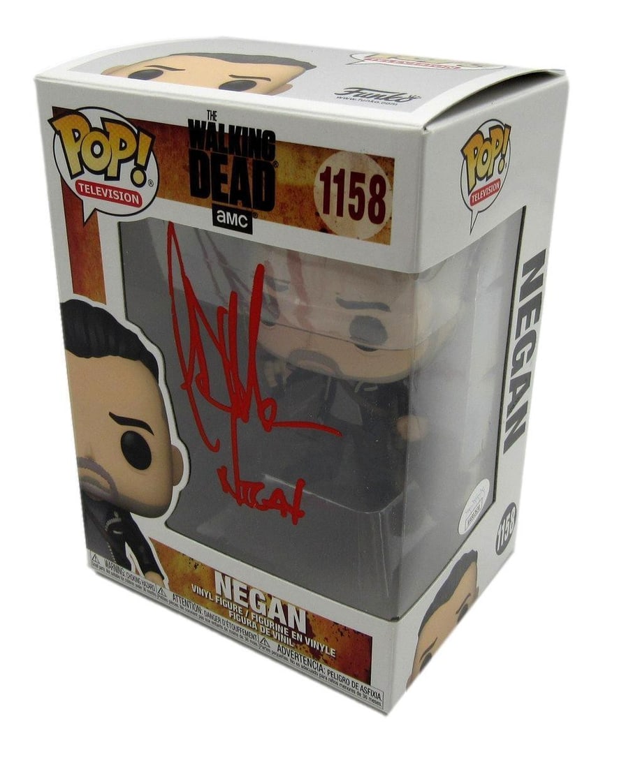 Jeffrey Dean Morgan Negan Signed Funko Pop 1158 The Walking Dead JSA Certified: Jeffrey Dean Morgan Negan Signed Funko Pop 1158 The Walking Dead JSA Certified Offered is a Jeffrey Dean Morgan "Negan" Autographed Funko Pop! #1158 from "The Walking Dead." This collectible figurine 