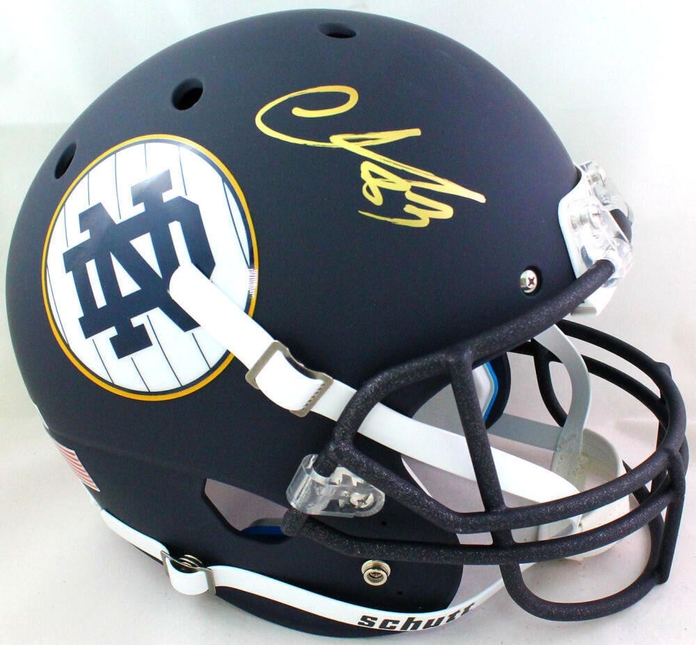 Beckett Certified Chase Claypool Notre Dame Autographed Blue Alt Helmet (1 of 5)