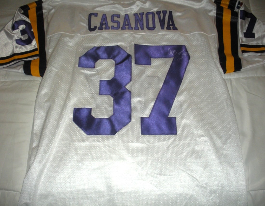 Signed Russell Jersey by Tommy Casanova with COA LSU Tigers Football (1 of 3)