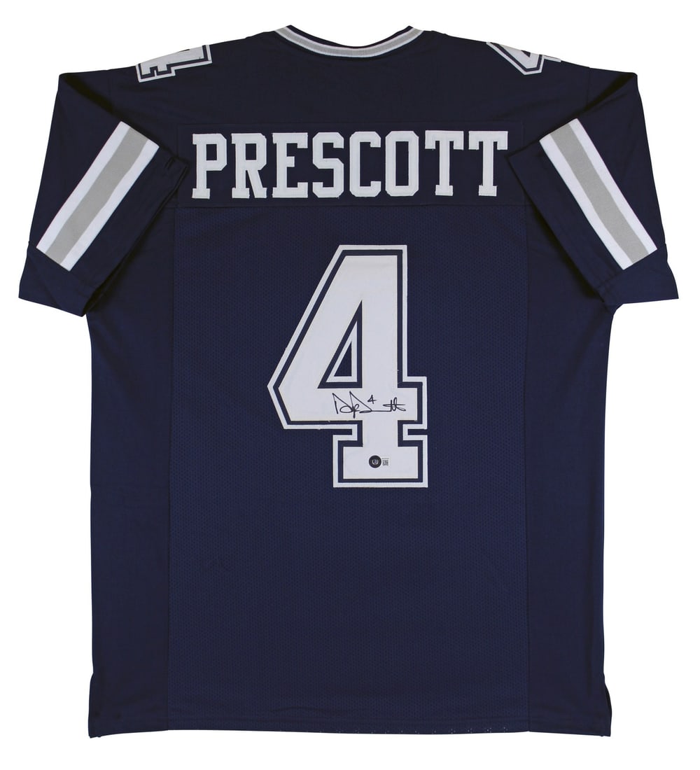 Dak Prescott Signed Navy Blue Pro Style Jersey BAS Witnessed (1 of 3)