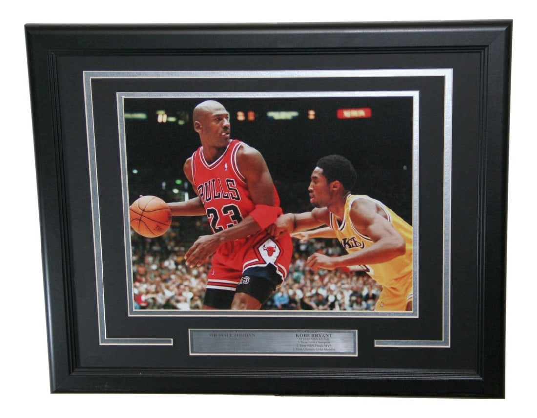 Framed 14x11 NBA Basketball Photo Michael Jordan Kobe Bryant (1 of 2)