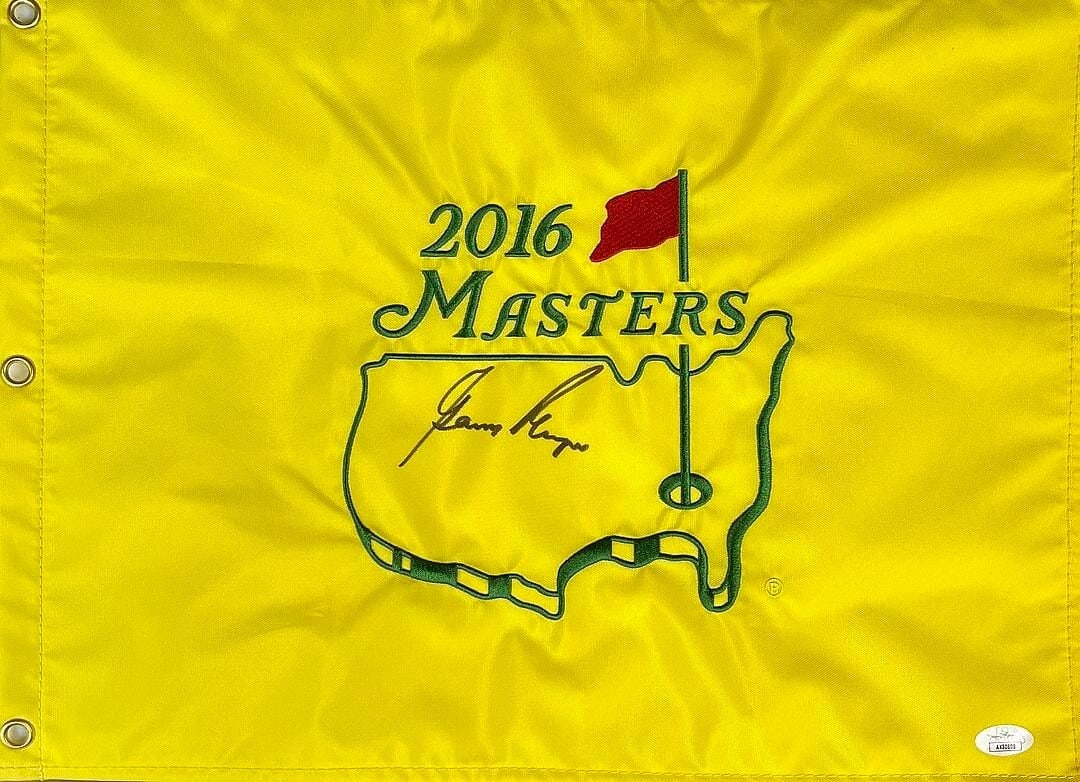 Gary Player Signed 2016 Masters Pin Flag JSA AK80808: Gary Player Signed 2016 Masters Pin Flag JSA AK80808 This is an official yellow 2016 Masters pin flag signed by the legendary golfer Gary Player. The autograph has been authenticated by James Spence A