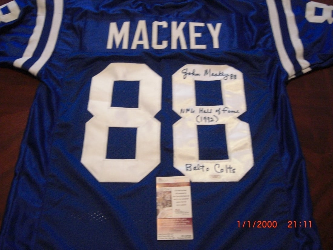 Autographed Baltimore Colts John Mackey Hall of Fame 1992 Jersey with JSA COA (1 of 2)