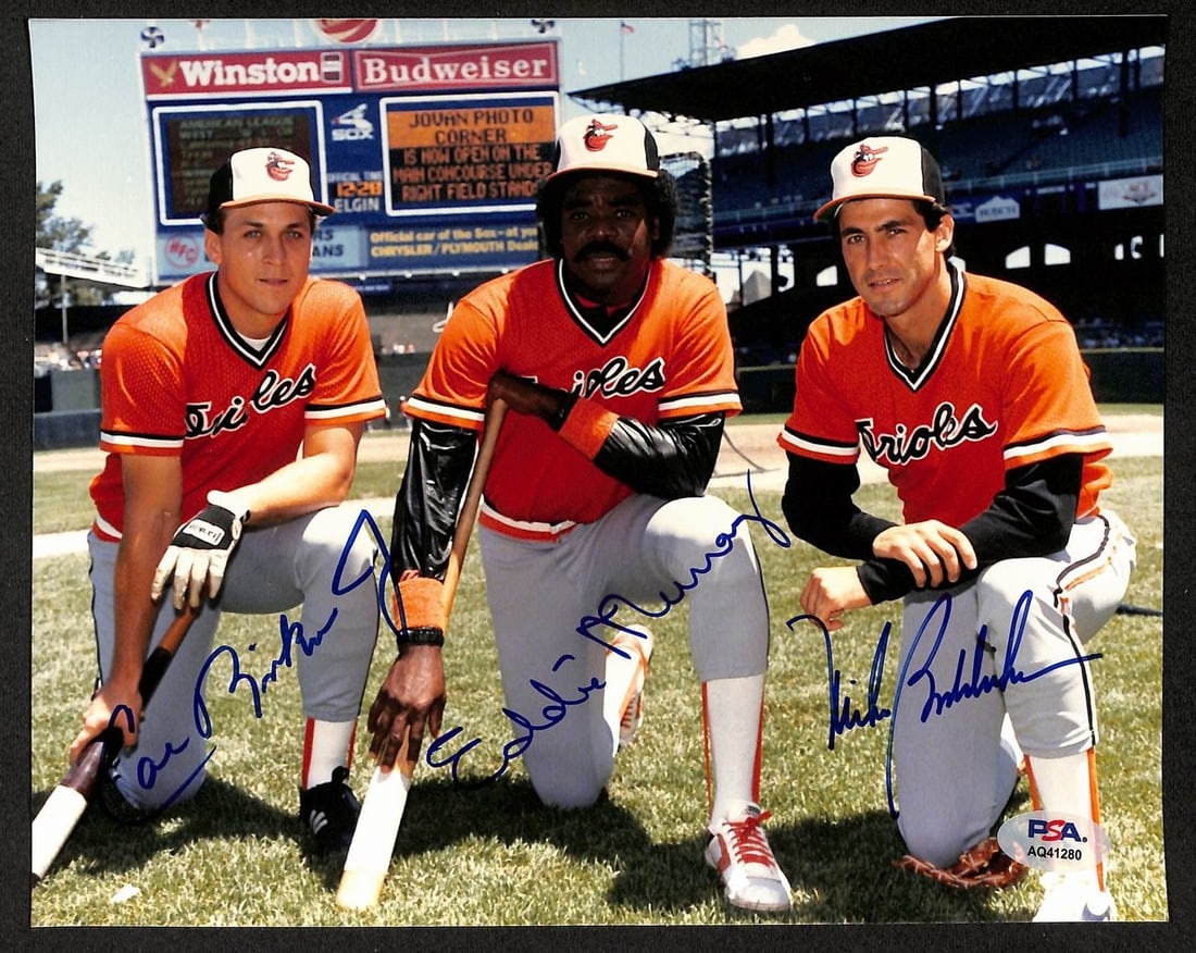 Baltimore Orioles 8x10 Photo Signed by Ripken Murray Bordick PSA DNA (1 of 3)