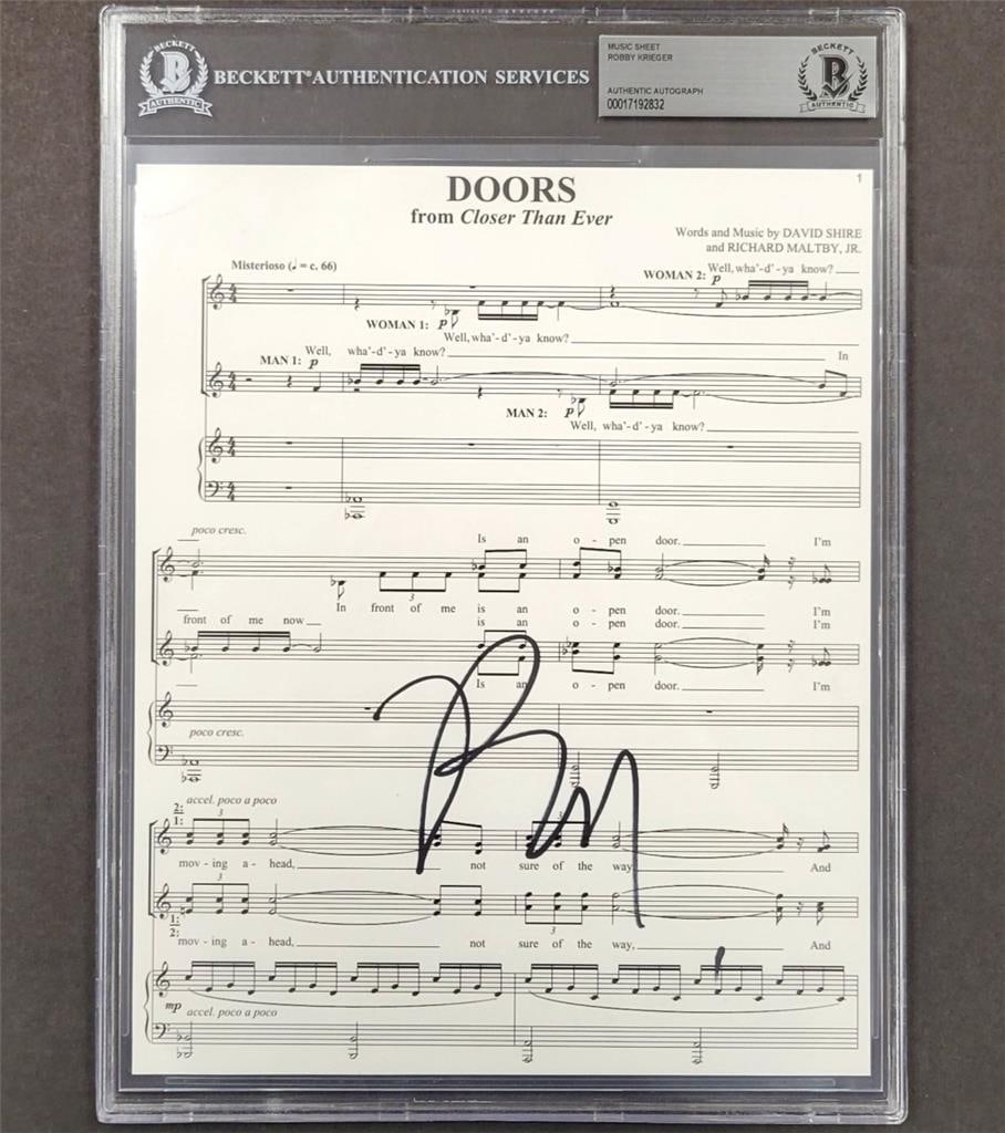 Robby Krieger autographed Closer Than Ever 8x10 song sheet Beckett authenticated (1 of 3)
