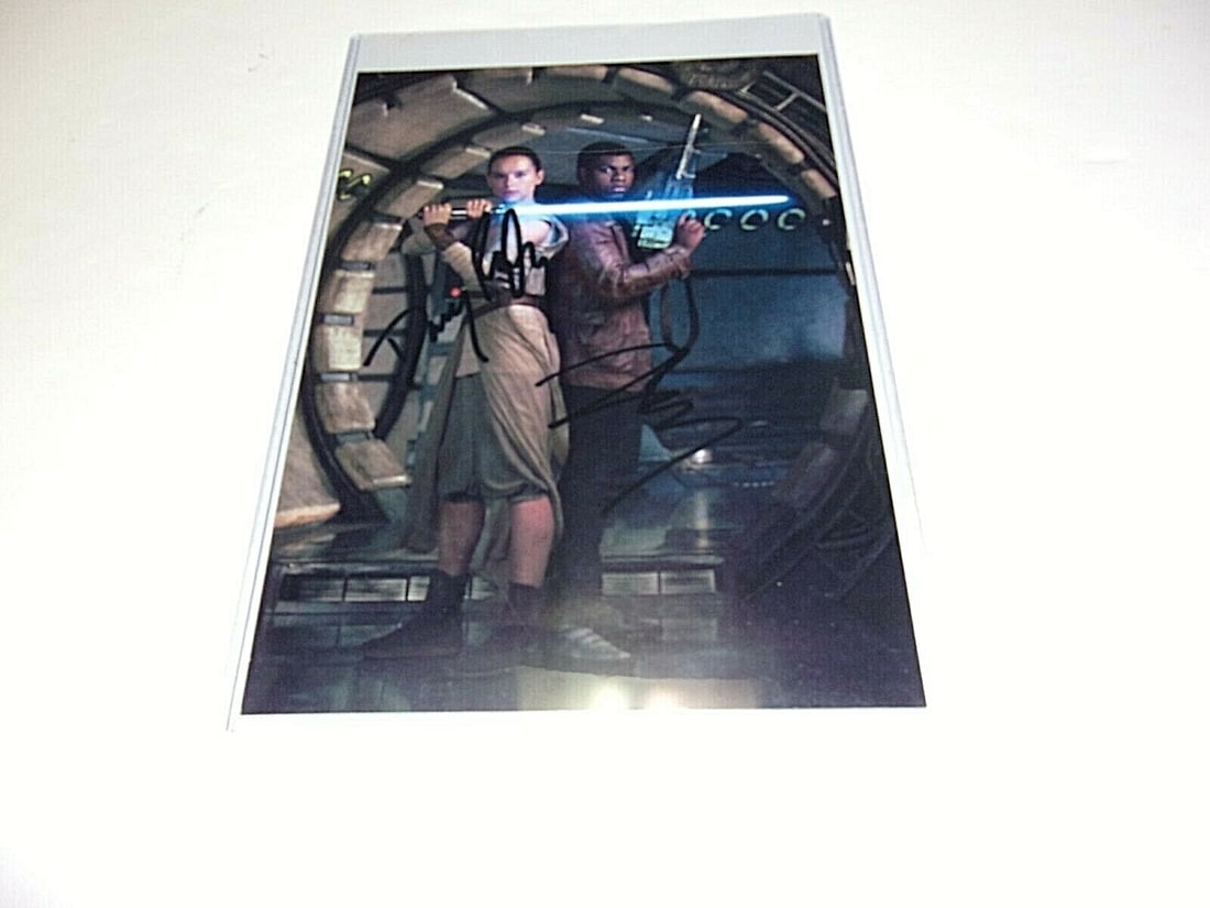 Star Wars Force Awakens signed photo Daisey Ridley John Boyega COA (1 of 2)