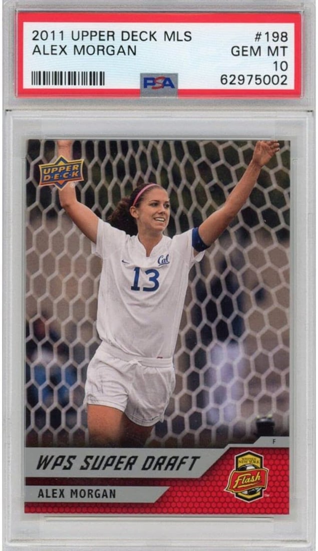 2011 Upper Deck Alex Morgan #198 Rookie Soccer Card PSA 10: 2011 Upper Deck Alex Morgan #198 Rookie Soccer Card PSA 10 This is a graded 2011 Upper Deck UD MLS Alex Morgan #198 Rookie RC Soccer Card, rated PSA 10 Gem Mint by Professional Sports Authenticator (P