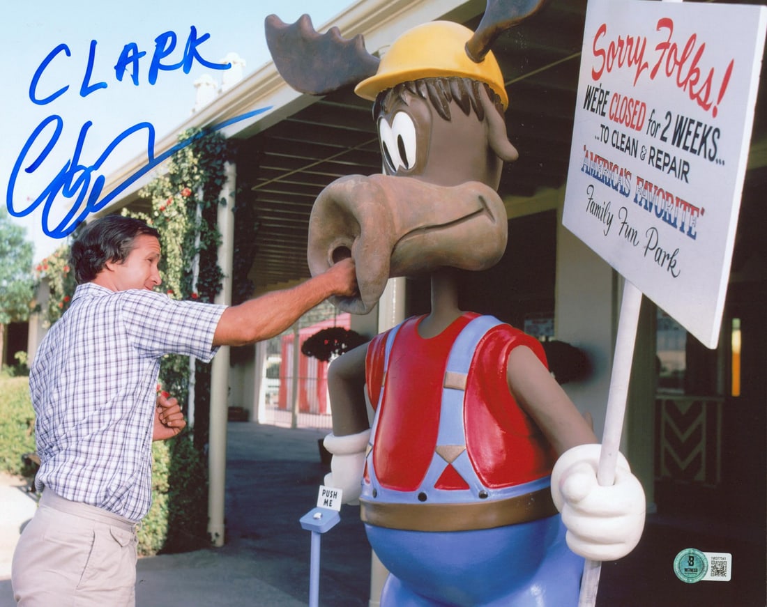 Chevy Chase Autographed 11x14 Photo Clark Inscription Beckett Authenticated (1 of 3)