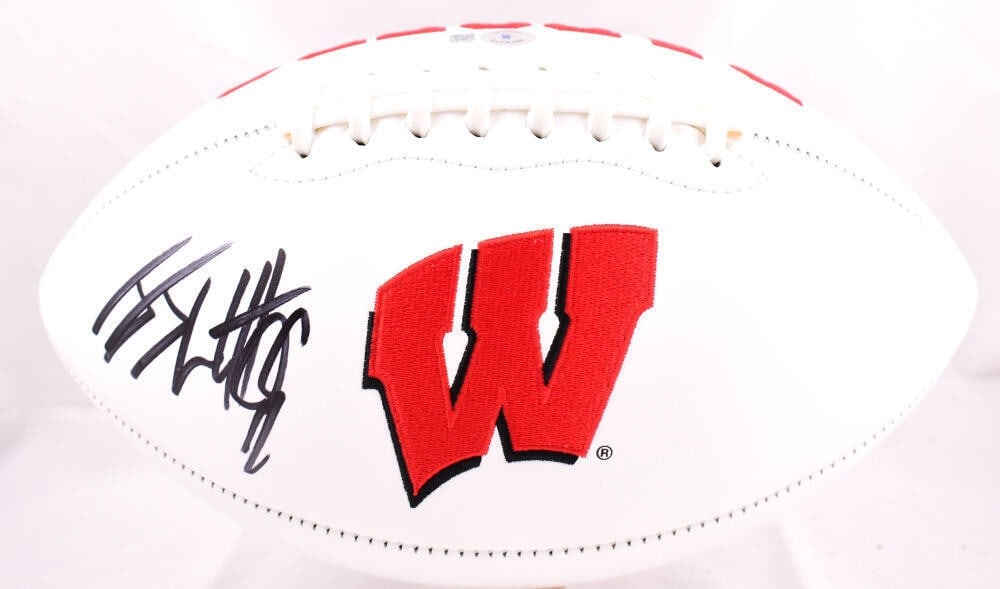 Wisconsin Badgers Logo Football Signed by JJ Watt Beckett Hologram (1 of 3)