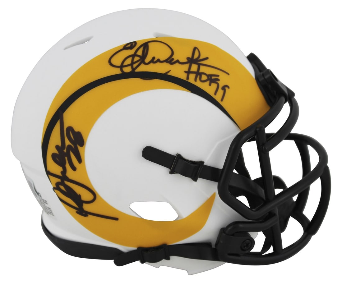 Eric Dickerson Marshall Faulk Signed Rams Lunar Mini Helmet Beckett Witnessed (1 of 2)