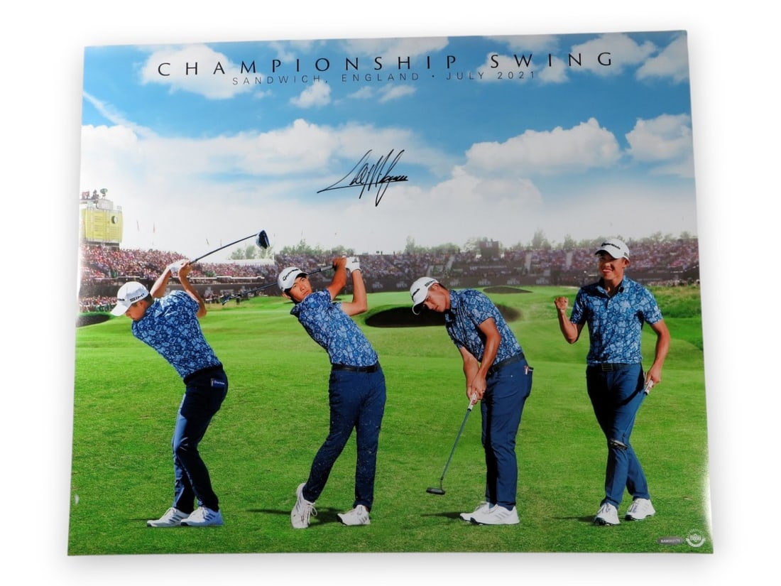 Upper Deck Authenticated Colin Morikawa Signed 20X24 Golf Photo: Upper Deck Authenticated Colin Morikawa Signed 20X24 Golf Photo Original signed Colin Morikawa "Championship Swing" 20x24 golf photo. This pre-owned piece is authenticated by Upper Deck and includes a