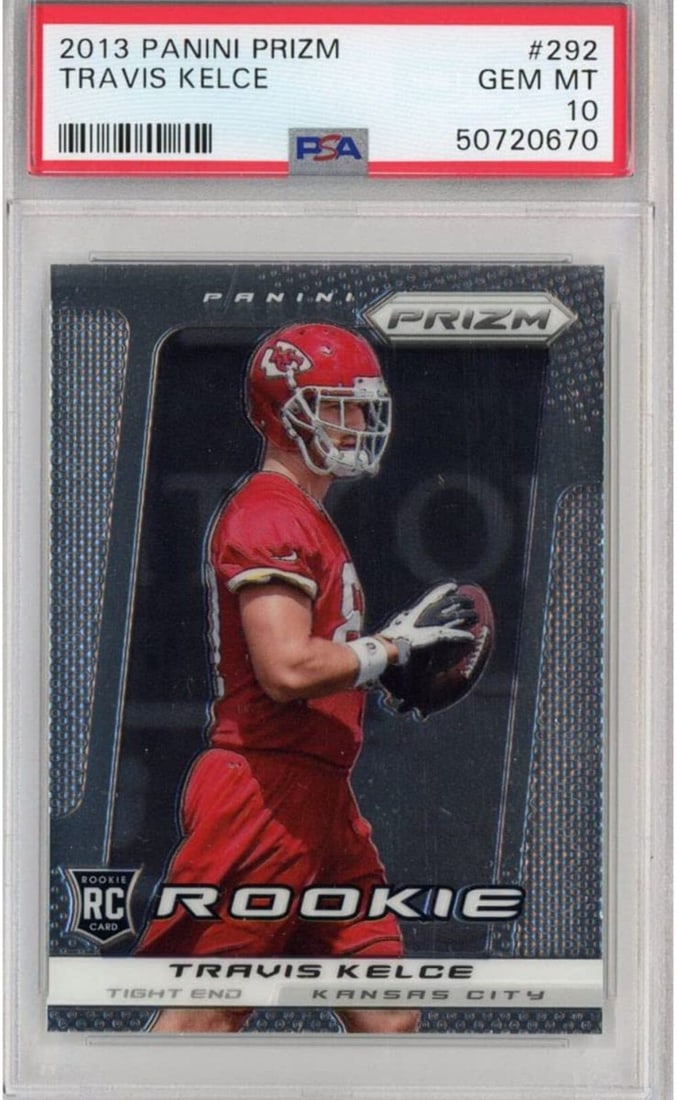 2013 Panini Prizm Travis Kelce #292 Rookie Football Card PSA 10 Gem Mint: 2013 Panini Prizm Travis Kelce #292 Rookie Football Card PSA 10 Gem Mint Own a graded 2013 Panini Prizm Travis Kelce #292 Rookie RC Football Card in PSA 10 Gem Mint condition. This card features Travi