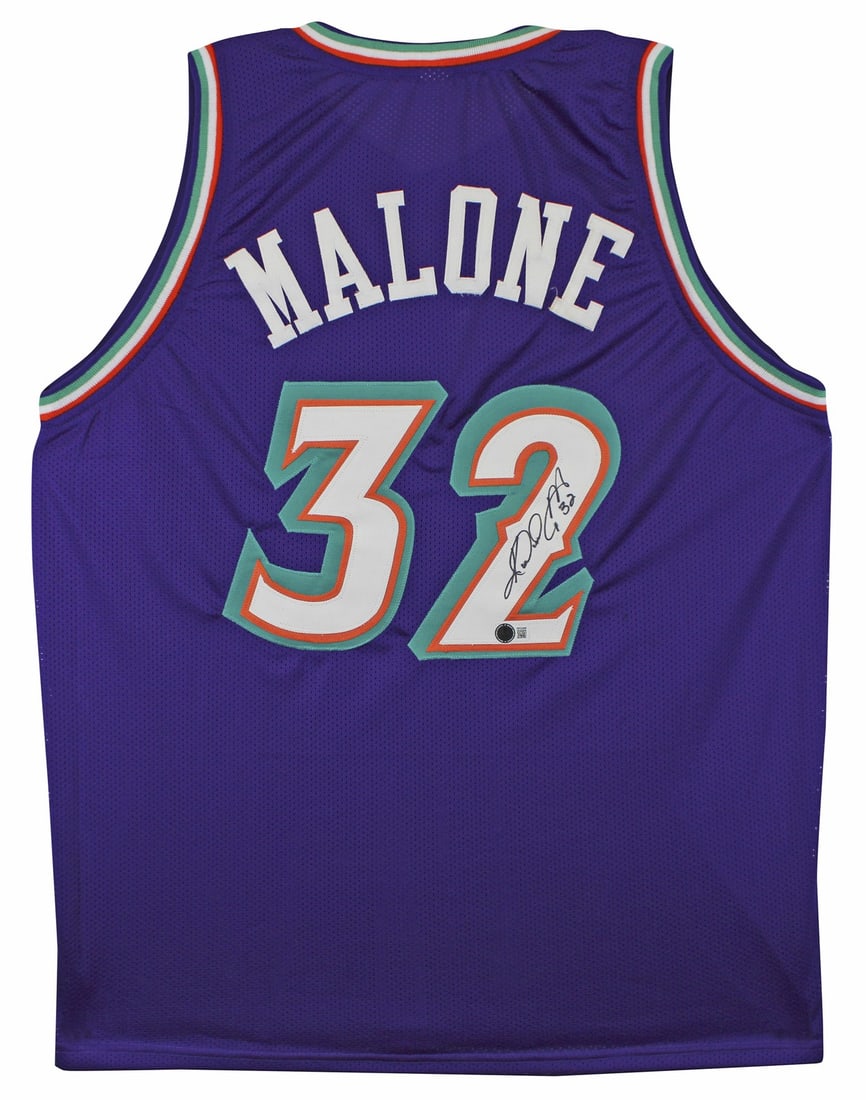 Karl Malone Signed Purple Pro Style Jersey BAS Authenticated Utah Jazz: Karl Malone Signed Purple Pro Style Jersey BAS Authenticated Utah Jazz This authentic purple pro style jersey has been personally signed by NBA legend Karl Malone, known for his illustrious career wit