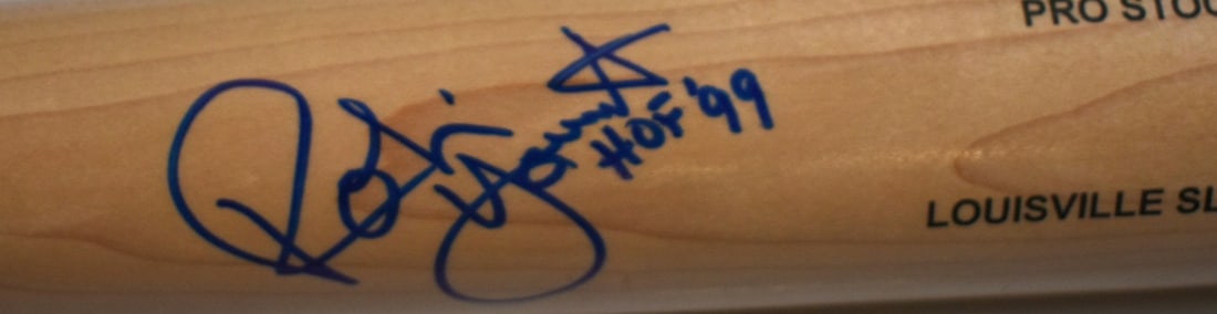Robin Yount Autographed Louisville Slugger Blonde Bat With HOF Inscription Beckett: Robin Yount Autographed Louisville Slugger Blonde Bat With HOF Inscription Beckett This is an original blonde Slugger Pro baseball bat signed by Robin Yount, featuring his Hall of Fame (HOF) inscripti