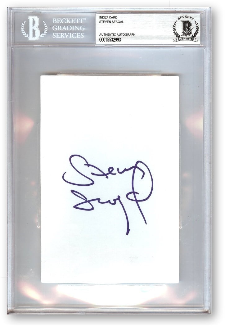 Steven Seagal Signed Index Card Authenticated by Beckett Above the Law Under Siege (1 of 1)
