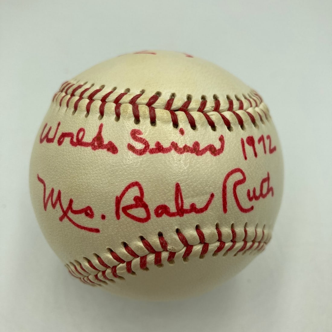 Signed 1972 World Series Baseball by Mrs Babe Ruth JSA COA (1 of 6)