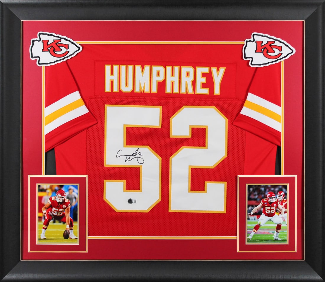 Creed Humphrey Signed Kansas City Chiefs Framed Jersey BAS Authenticated: Creed Humphrey Signed Kansas City Chiefs Framed Jersey BAS Authenticated Celebrate your support for the Kansas City Chiefs with this authentic signed red pro style framed jersey of Creed Humphrey. Thi