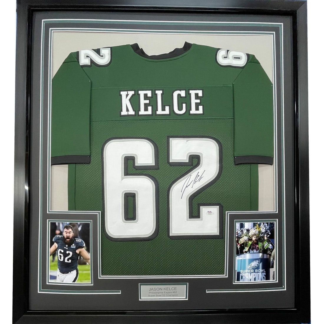 35x39 Framed Jason Kelce Autographed Eagles Jersey JSA (1 of 2)