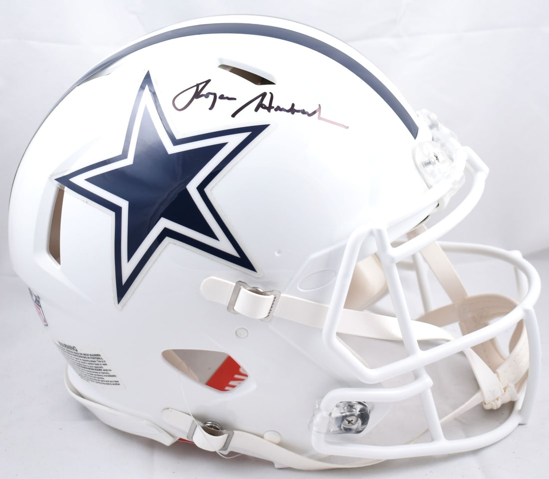 Authentic Dallas Cowboys Alternate Speed Helmet Signed by Roger Staubach Beckett: Authentic Dallas Cowboys Alternate Speed Helmet Signed by Roger Staubach Beckett Pre-owned full-size alternate Speed authentic helmet signed by Roger Staubach. This piece includes a Beckett witness ho