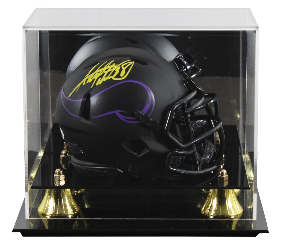 Adrian Peterson autographed Vikings Eclipse mini helmet with display case Beckett (1 of 3)