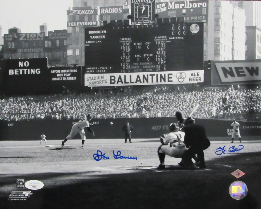 11x14 Yankees Perfect Game Photo signed by Yogi Berra Don Larsen JSA (1 of 4)