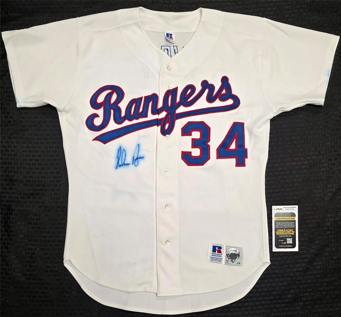 Texas Rangers Russell Athletic Jersey Signed by Nolan Ryan with JSA Authentication (1 of 5)