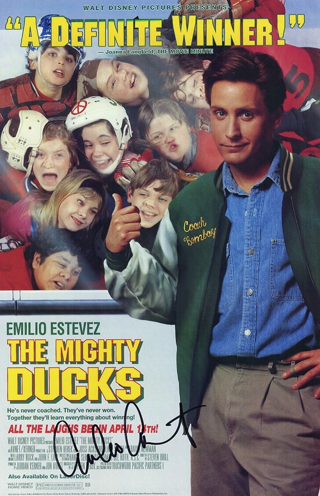Emilio Estevez Signed Mighty Ducks 11x17 Movie Poster with COA (1 of 1)