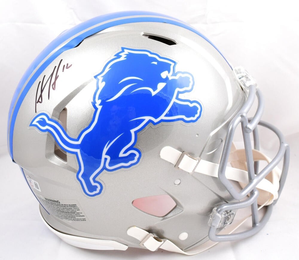 Signed Detroit Lions Authentic Speed Helmet Hendon Hooker Beckett BAS (1 of 10)