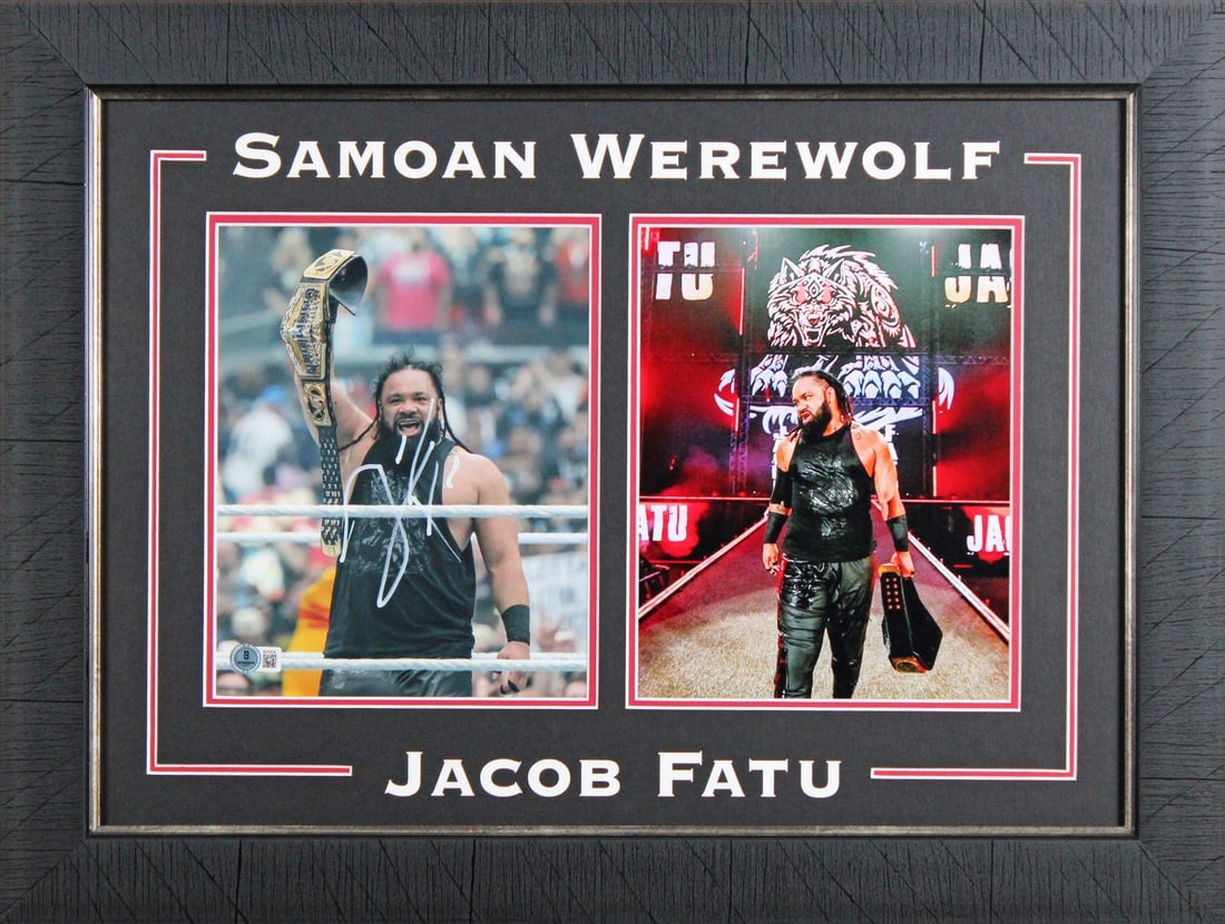Framed 8x10 Jacob Fatu Signed WWE Photo Beckett BAS BV03034: Framed 8x10 Jacob Fatu Signed WWE Photo Beckett BAS BV03034 Authentic signed framed photo featuring Jacob Fatu from World Wrestling Entertainment. This original 8x10 photo is professionally framed and