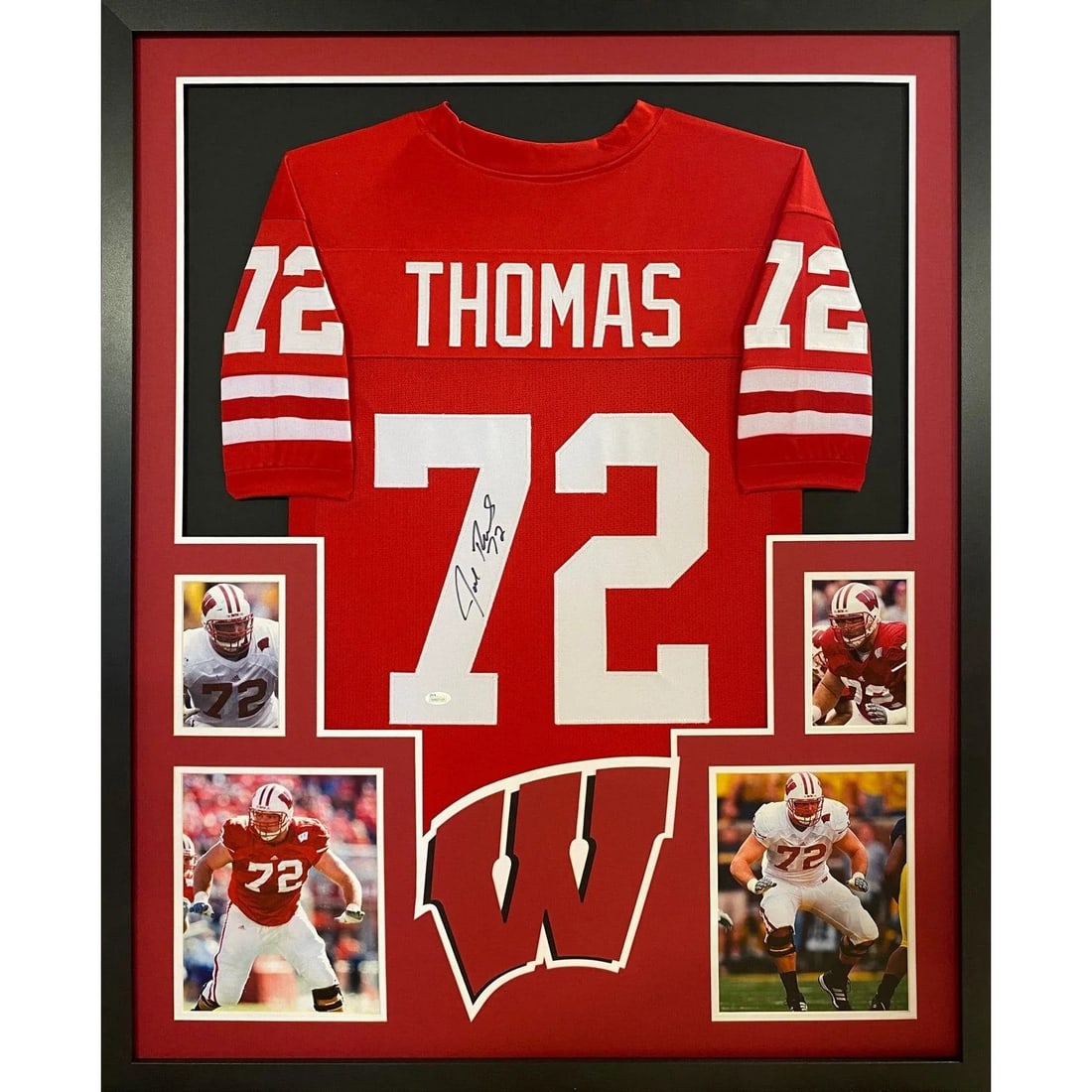 Framed Wisconsin Joe Thomas Autographed Jersey JSA (1 of 3)