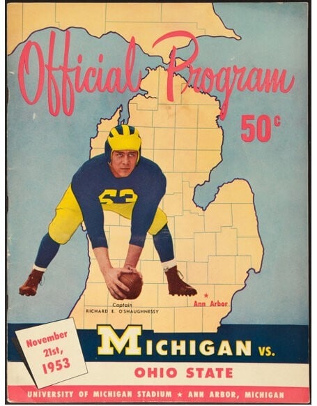 Vintage 1953 Michigan vs Ohio State Football Program The Game: Vintage 1953 Michigan vs Ohio State Football Program The Game This is a vintage football program from the iconic matchup between the University of Michigan and Ohio State University, held on November 