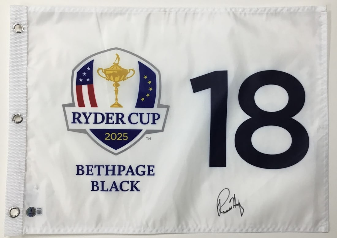 Russell Henley Signed 2025 Ryder Cup Bethpage Black Flag Beckett Authenticated: Russell Henley Signed 2025 Ryder Cup Bethpage Black Flag Beckett Authenticated Celebrate the thrill of golf with this official 2025 Ryder Cup Bethpage Black 18 Pin Flag, signed by PGA star Russell Hen