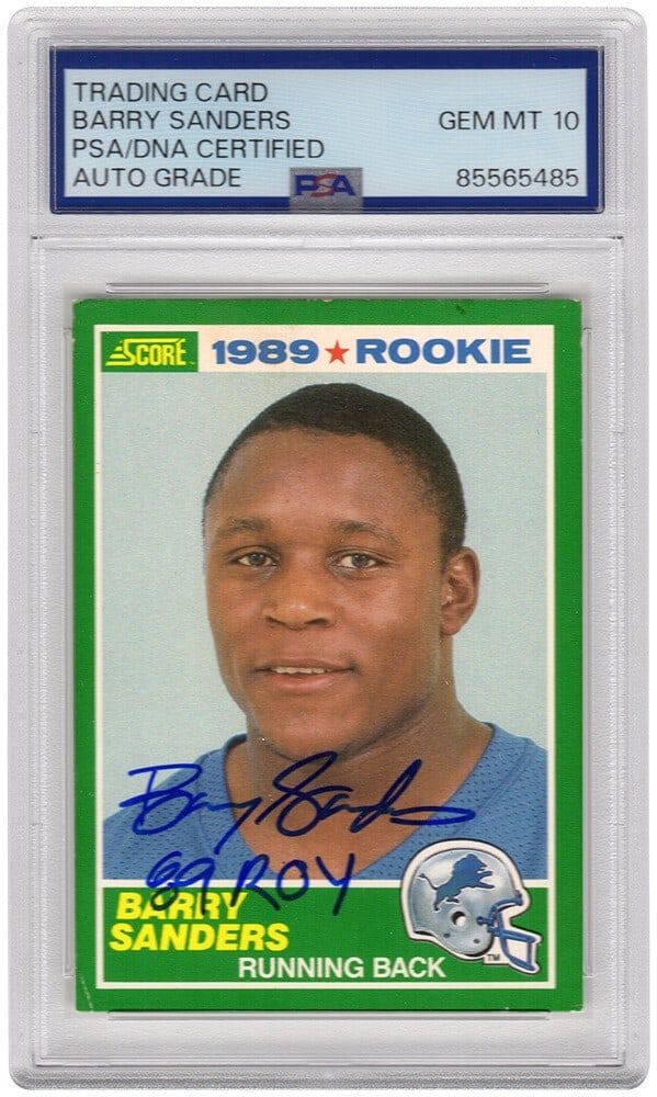 PSA DNA Authenticated Barry Sanders 1989 Score #257 Rookie Auto 10 Inscribed (1 of 2)