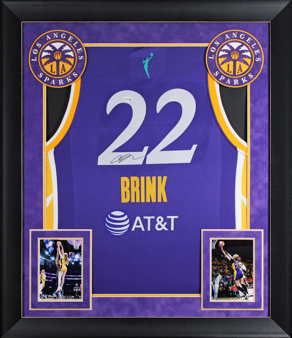 Framed Purple Nike Jersey Signed by Cameron Brink JSA Los Angeles Sparks: Framed Purple Nike Jersey Signed by Cameron Brink JSA Los Angeles Sparks Authentic signed purple Nike framed jersey personally autographed by Cameron Brink of the Los Angeles Sparks. The piece comes w