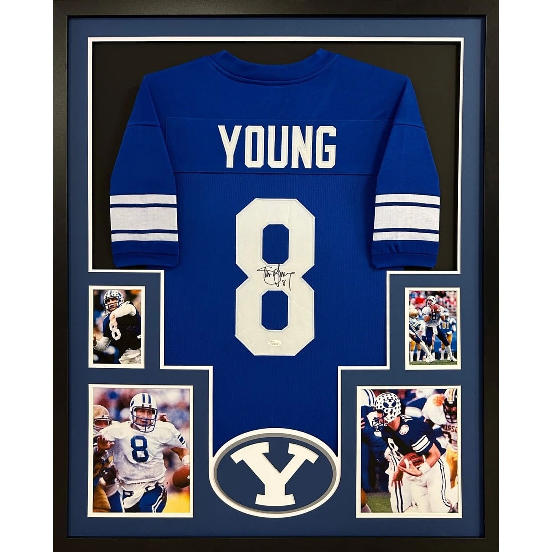 Framed BYU Steve Young Autographed Jersey JSA Certified 42x34 (1 of 3)