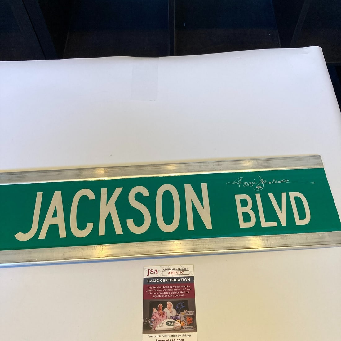 Reggie Jackson autographed double sided 6x30 street sign JSA COA (1 of 8)