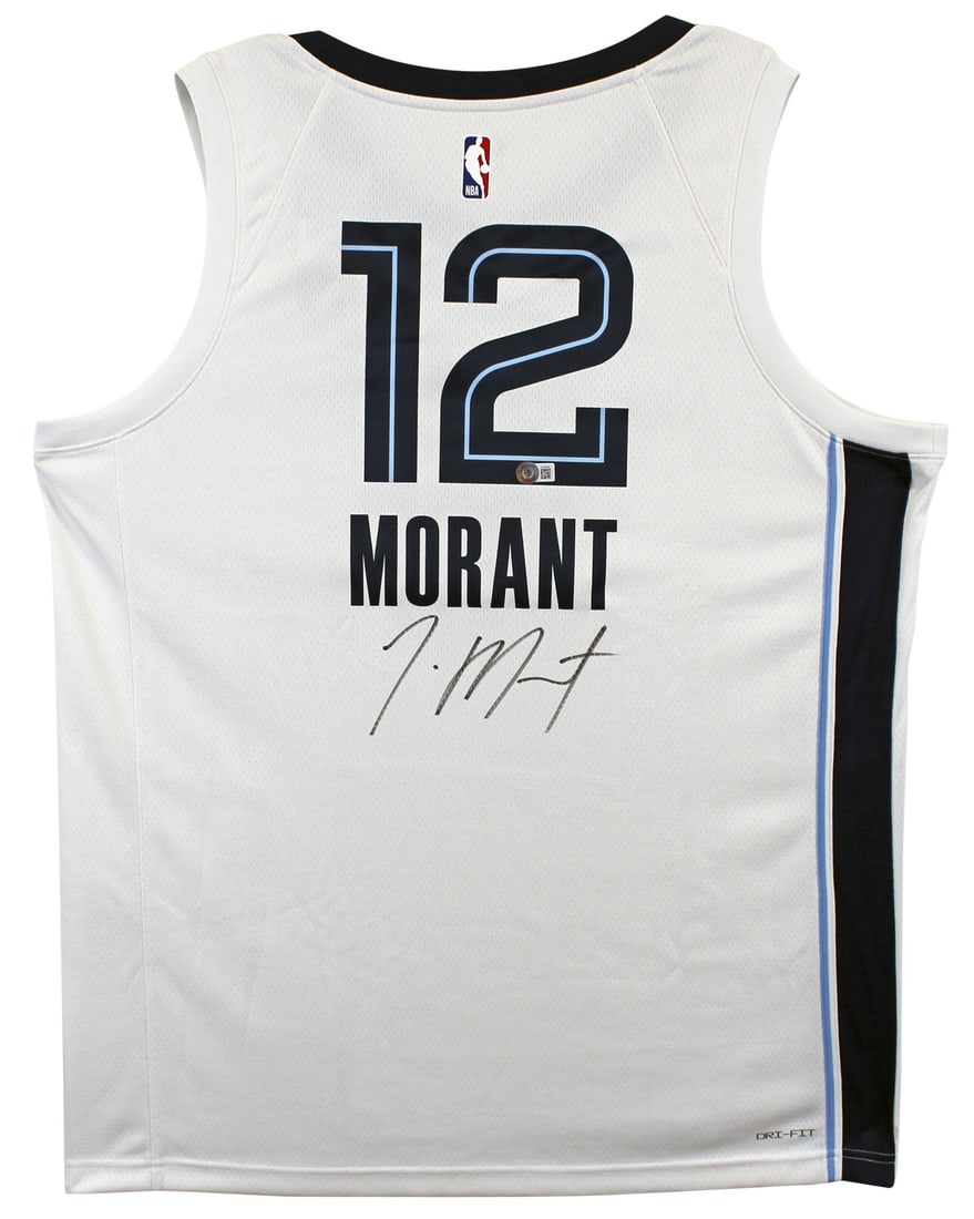 Ja Morant Signed Nike Swingman Jersey White Memphis Grizzlies Beckett: Ja Morant Signed Nike Swingman Jersey White Memphis Grizzlies Beckett Authentic signed white Nike Swingman jersey personally signed by Ja Morant of the Memphis Grizzlies. This original autographed jer