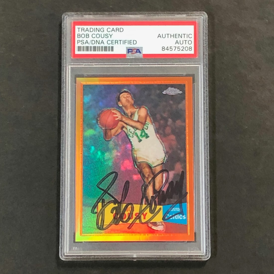 Bob Cousy autographed 2007 Topps Chrome card PSA slabbed (1 of 2)