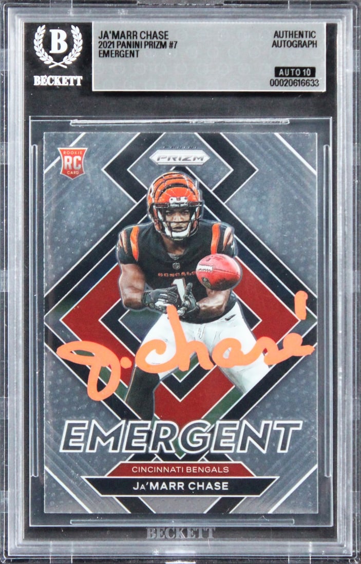 Ja'Marr Chase 2021 Select Certified Rookies #12 Rookie Auto Beckett Slab (1 of 2)
