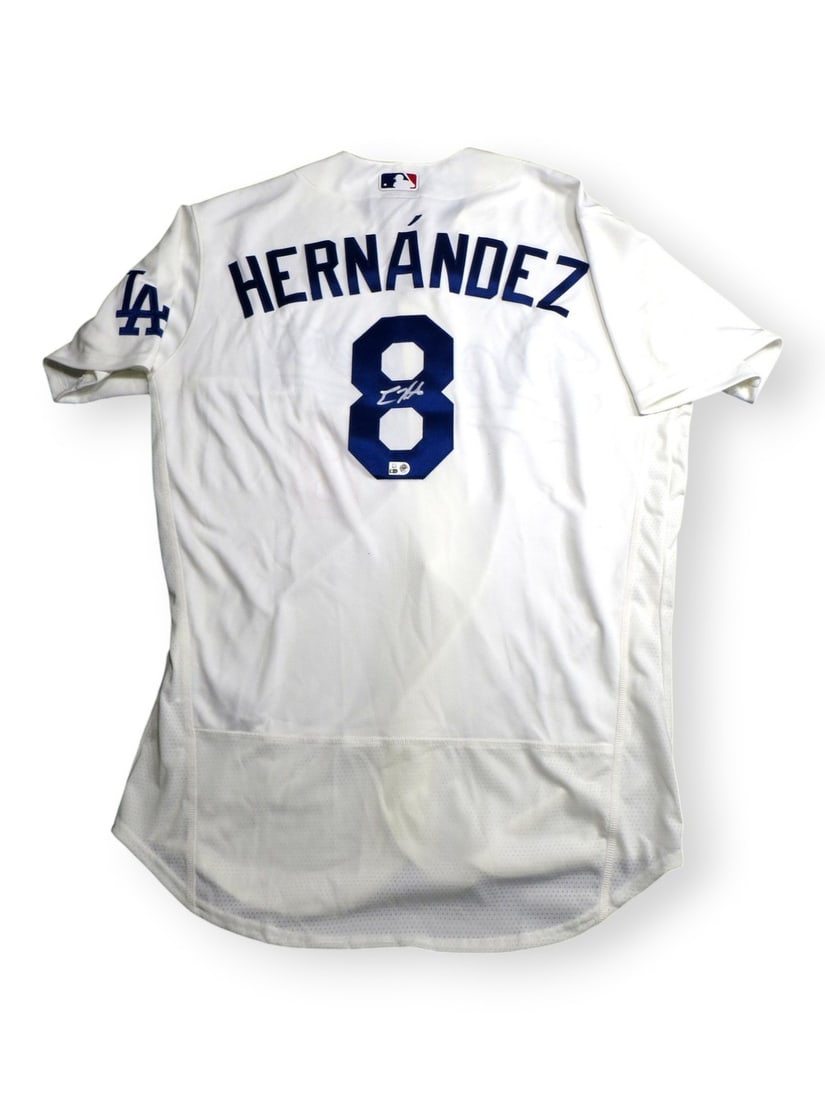 MLB Authenticated Enrique Kike Hernandez Los Angeles Dodgers Signed Jersey: MLB Authenticated Enrique Kike Hernandez Los Angeles Dodgers Signed Jersey Authentic Los Angeles Dodgers white jersey signed by Enrique Kike Hernandez. This original autographed jersey is MLB authenti