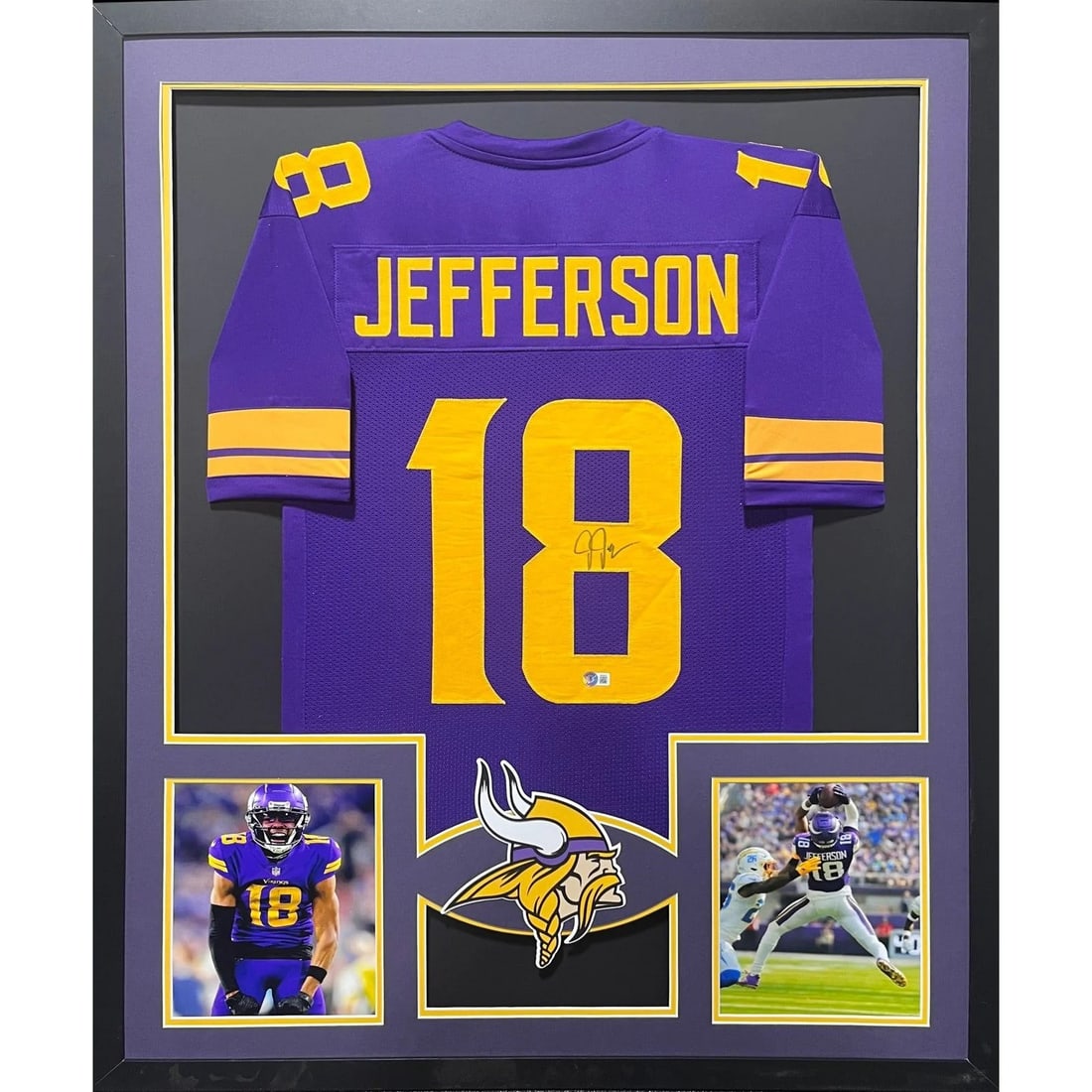 Beckett Authenticated Justin Jefferson Framed Vikings Jersey (1 of 2)