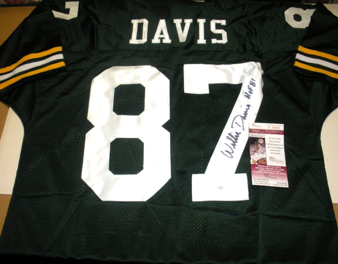 Willie Davis Signed Green Bay Packers Russell Football Jersey JSA COA (1 of 2)