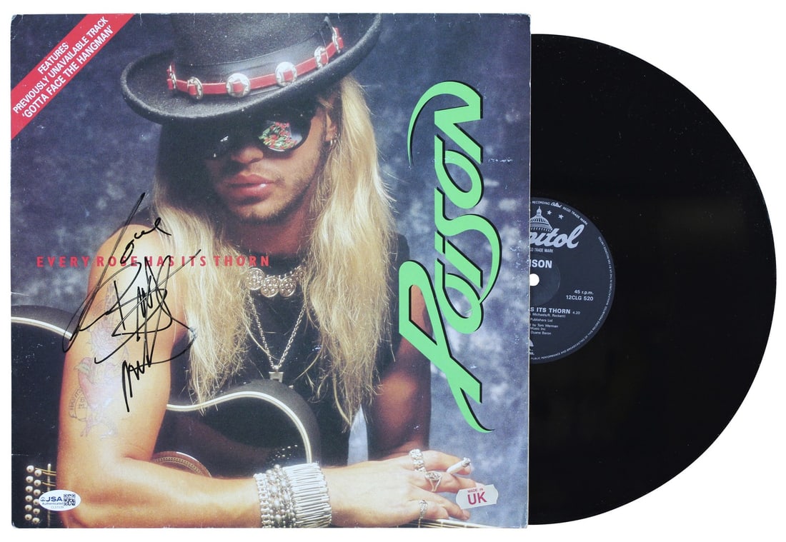 Every Rose Has Its Thorns Album Signed by Poison JSA Authenticated (1 of 9)