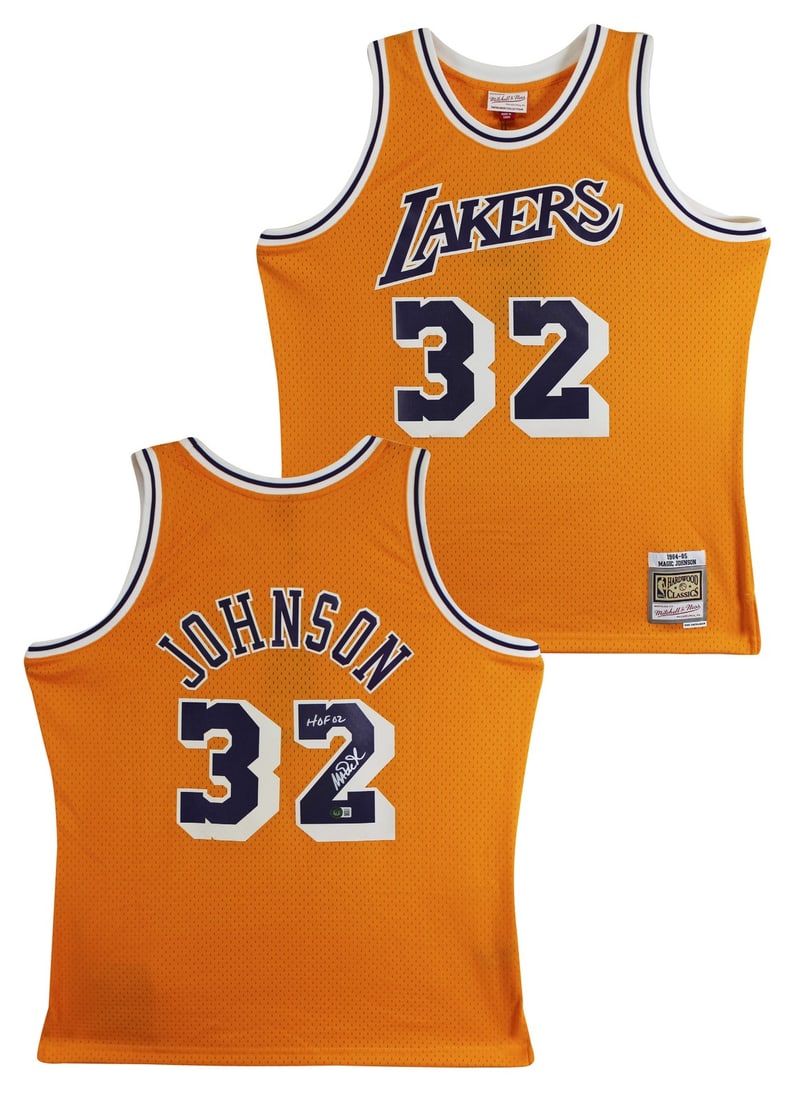 Magic Johnson autographed Lakers yellow jersey HOF 02 Beckett witnessed (1 of 6)