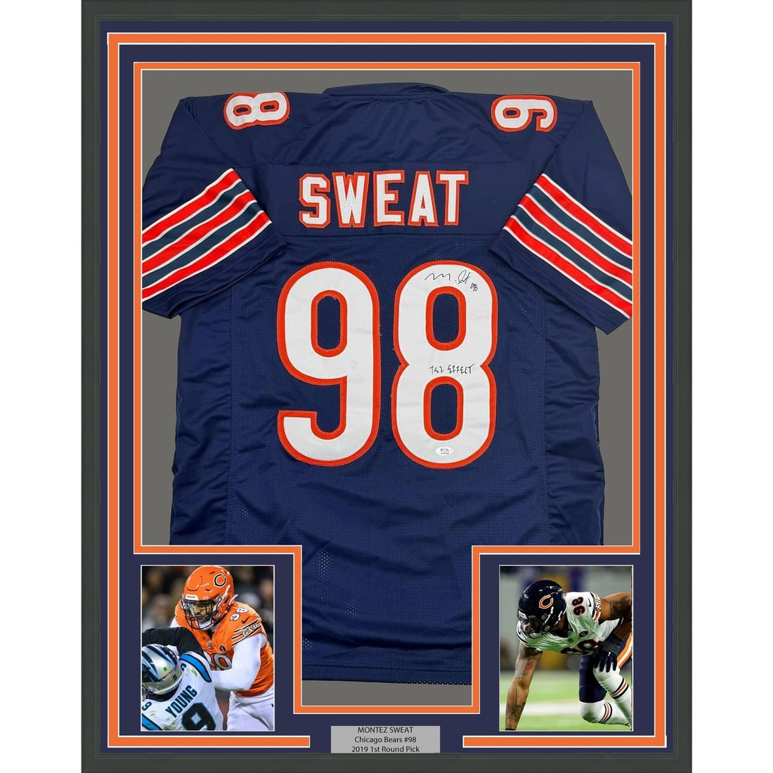 PSA Certified Framed Montez Sweat Signed Chicago Bears Blue Jersey 35x39 (1 of 2)