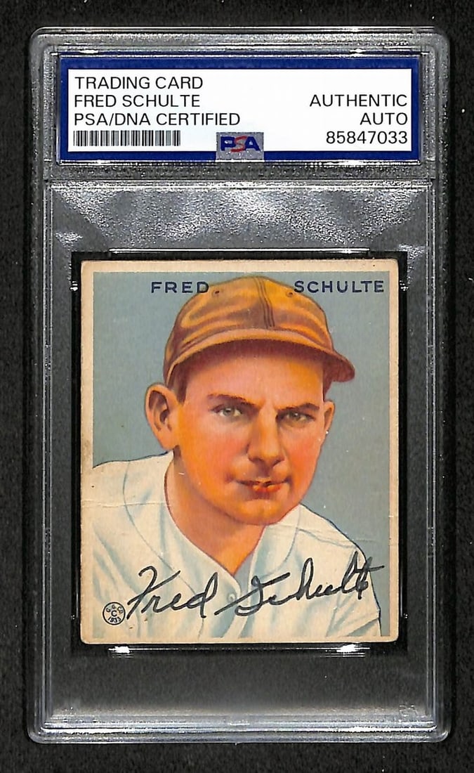 PSA DNA Signed Fred Schulte 1933 Goudey #190 Senators Card (1 of 2)