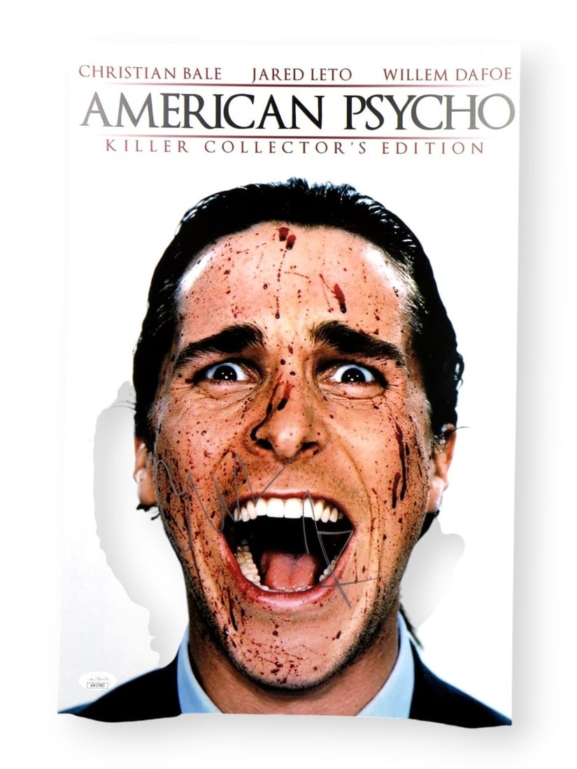 Christian Bale Autographed 12X18 Photo American Psycho JSA Certified: Christian Bale Autographed 12X18 Photo American Psycho JSA Certified This is an original 12x18 photograph of Christian Bale, featuring his signature, which has been authenticated by James Spence