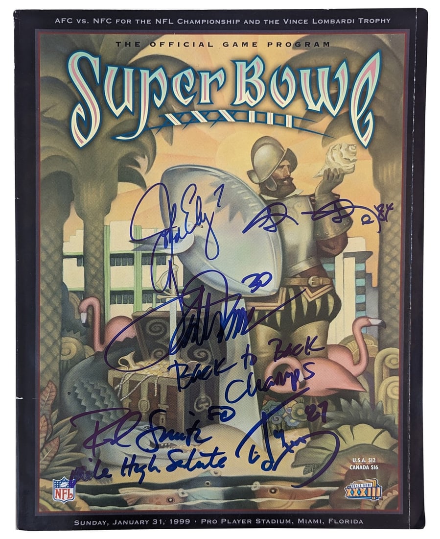 Beckett Witnessed Broncos Super Bowl XXXIII signed program (1 of 4)