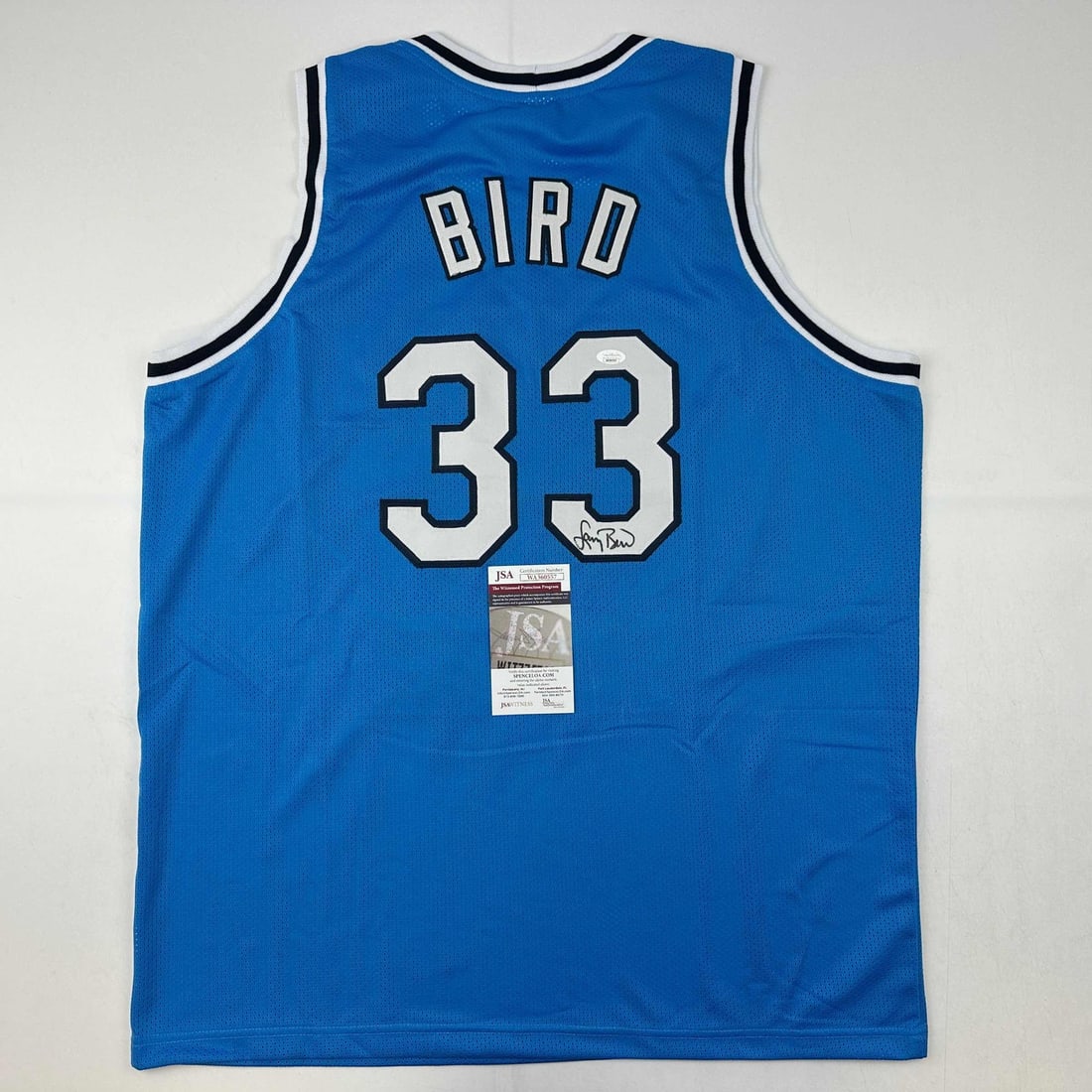 Larry Bird Signed Custom Indiana State Basketball Jersey JSA Authenticated (1 of 4)